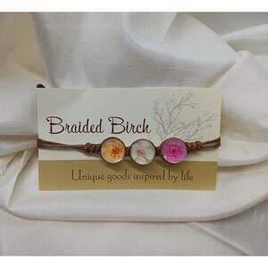 NWOT Braided Birch Dried Flower Bracelet l Length (adjustable): 2.75" to 5"